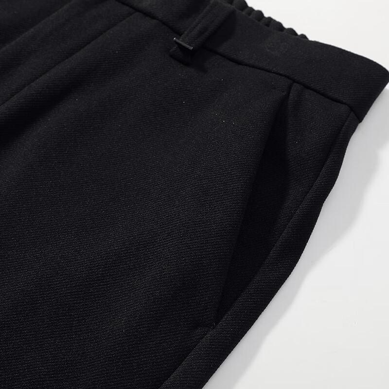 FAPAI Men's Half Elastic Waist Faux Wool Casual Pants