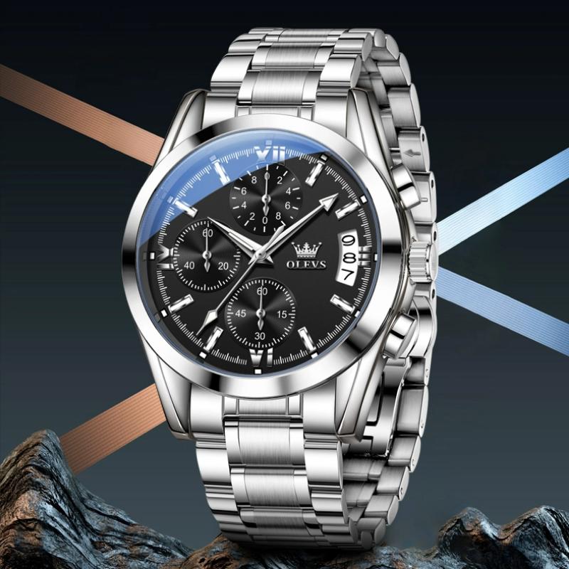 OLEVS Мужские часы Многофункциональные Водонепроницаемые Календарь Хронограф Роскошный Бренд Оригинальные Кварцевые Часы Мужские Спортивные Часы