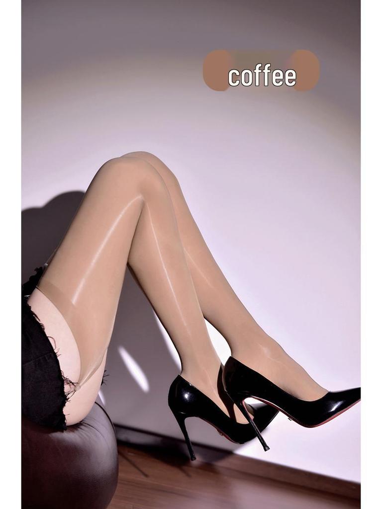 Маленькая Сваха Черные Прозрачные Миди-гольфы и Маслянистые Шелковистые Чулки до Бедра с Носками до Колена с Лошадиным Жиром.