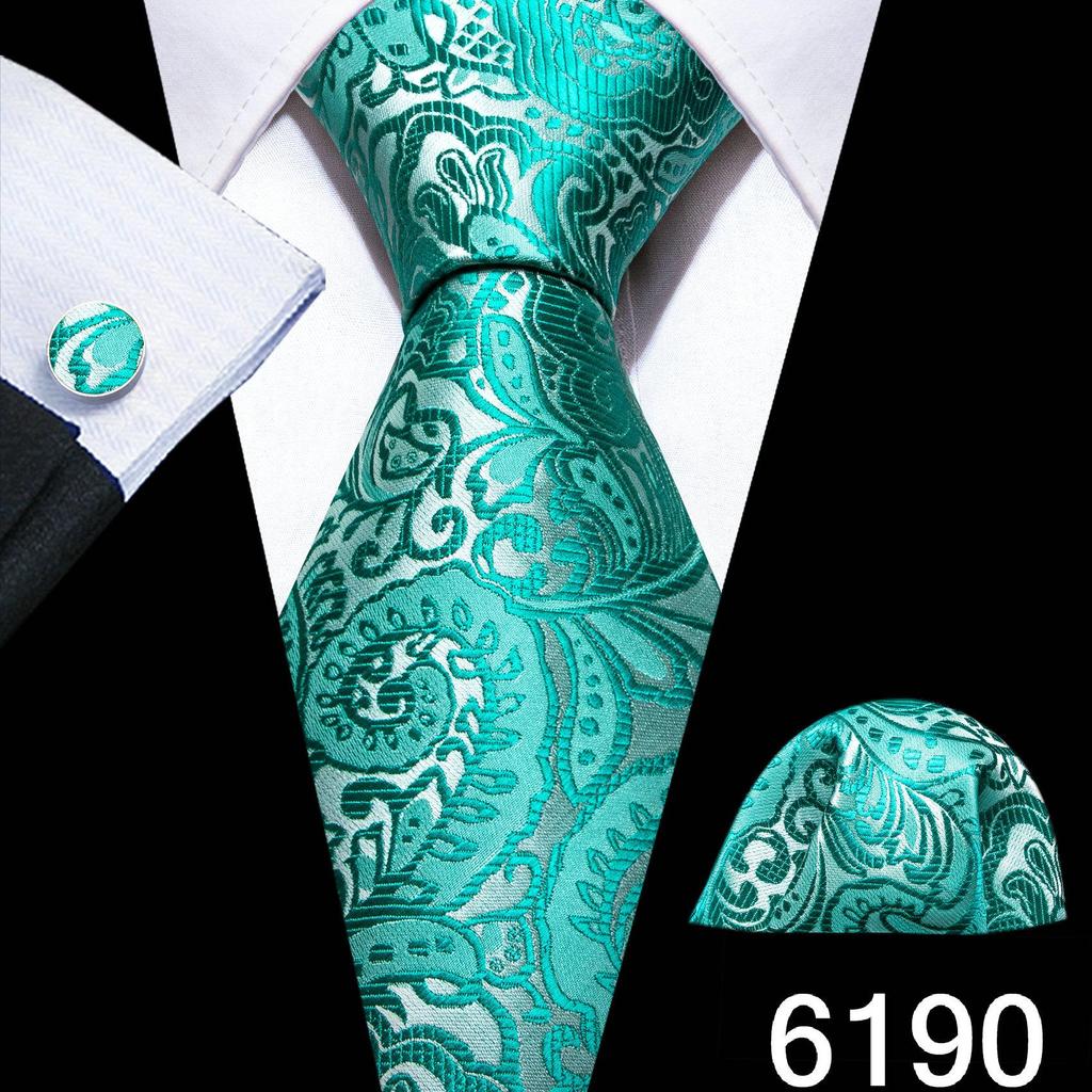 Мужской галстук Barry.Wang, жаккардовый шелковый галстук с узором пейсли, набор квадратных запонок с карманом