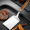 Stainless Steel Bbq Plate Grill Scraper Pancake Spatula With Wood Handle