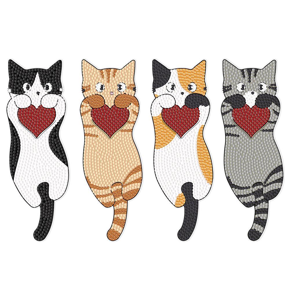 3Pcs Cat Themed DIY Diamond Bookmark Art Projects Diamond Art Bookmark Diamond Painting Art Bookmarks for Reading Enthusiasts