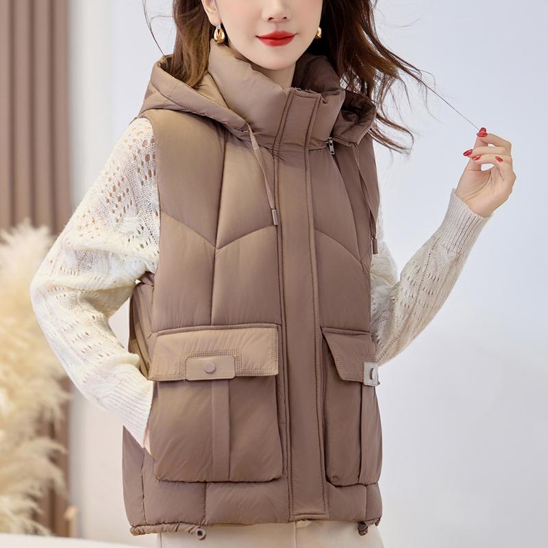 Fashion Winter Women's Warm Vest Hooded Thick Casual Sleeveless Jackets Woman Short Coats