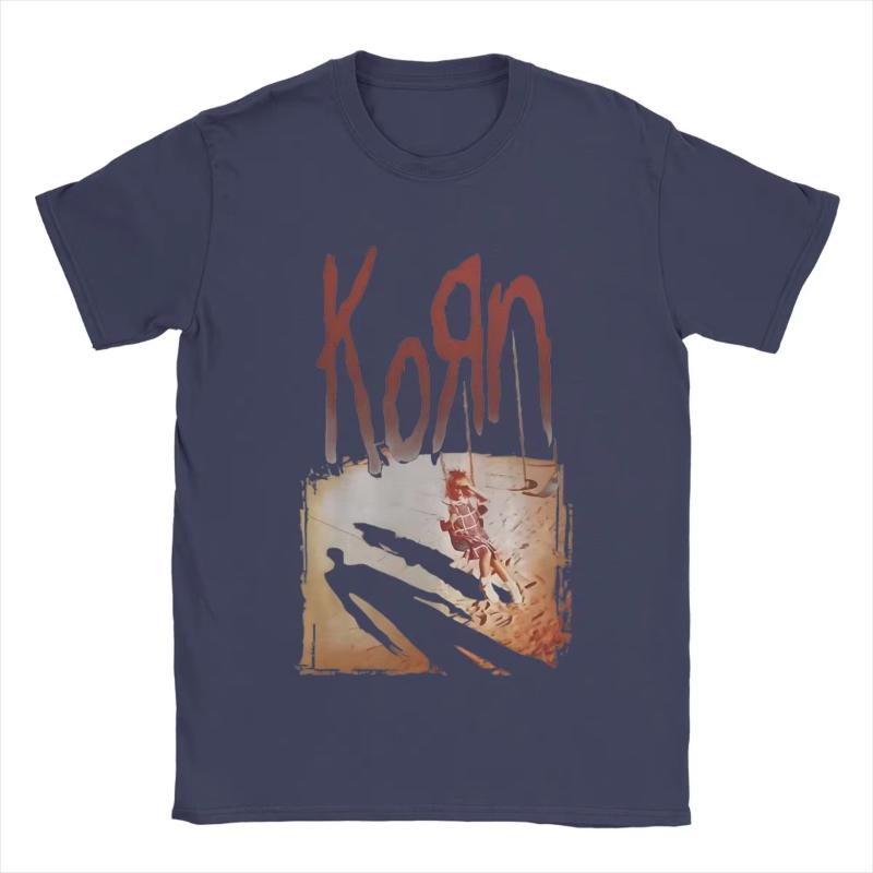 Korn Унисекс Футболка Рок-группа Винтажные Футболки С коротким рукавом Круглый вырез Футболки Хлопковая одежда