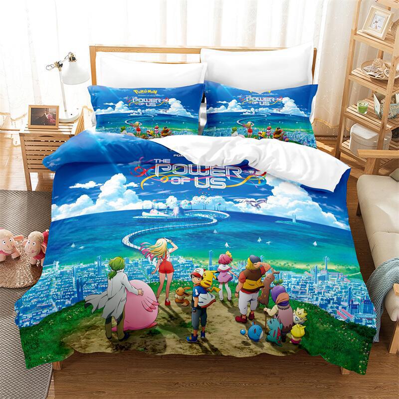 Cartoon Animation Digital Printing Bedding Quilt Cover Microfiber Polyester Cotton Three-Piece Set