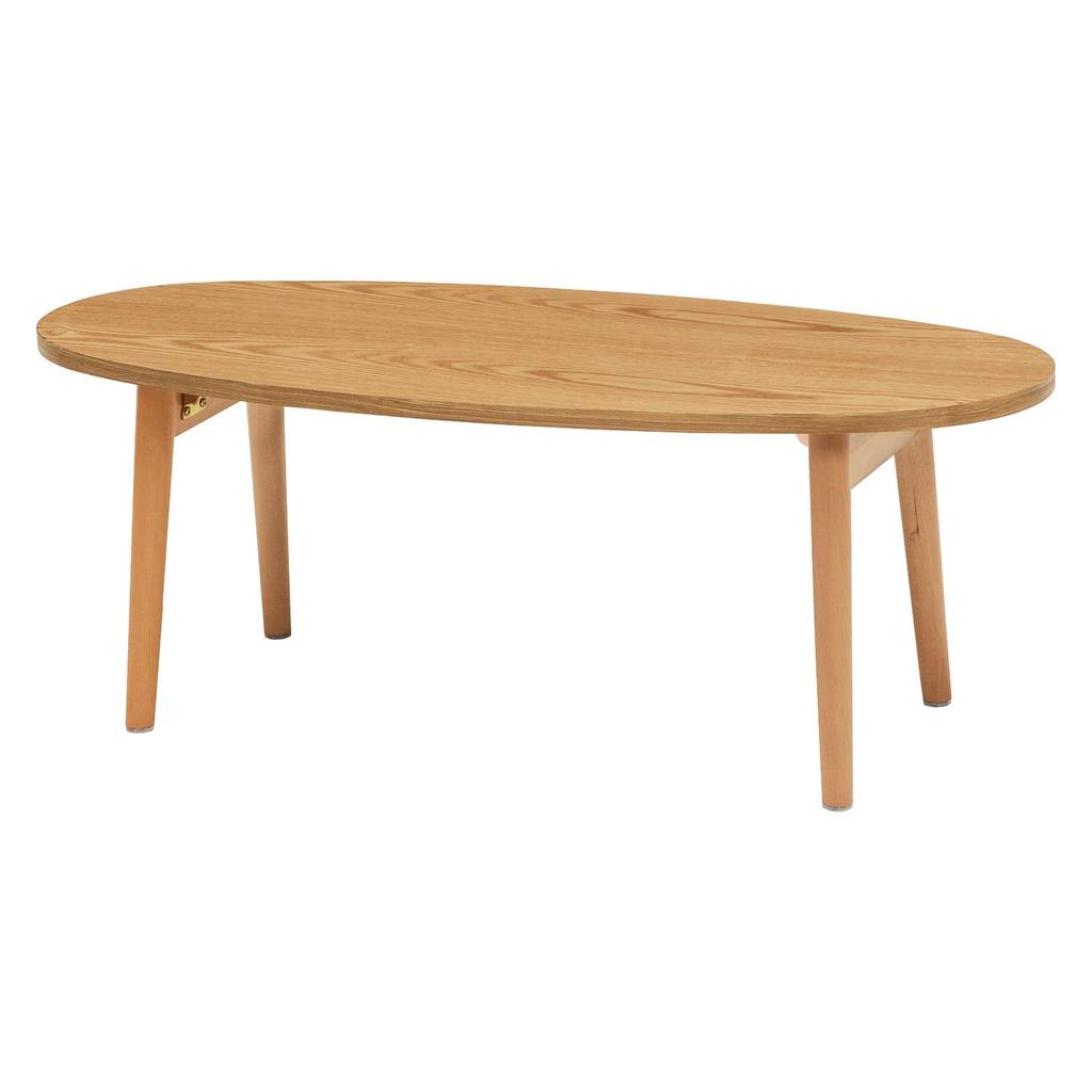 Hagiwara Oval Folding Low Made of American 95cm Fully Assembled MT-6420NA Table, Walnut, Natural, Wide,