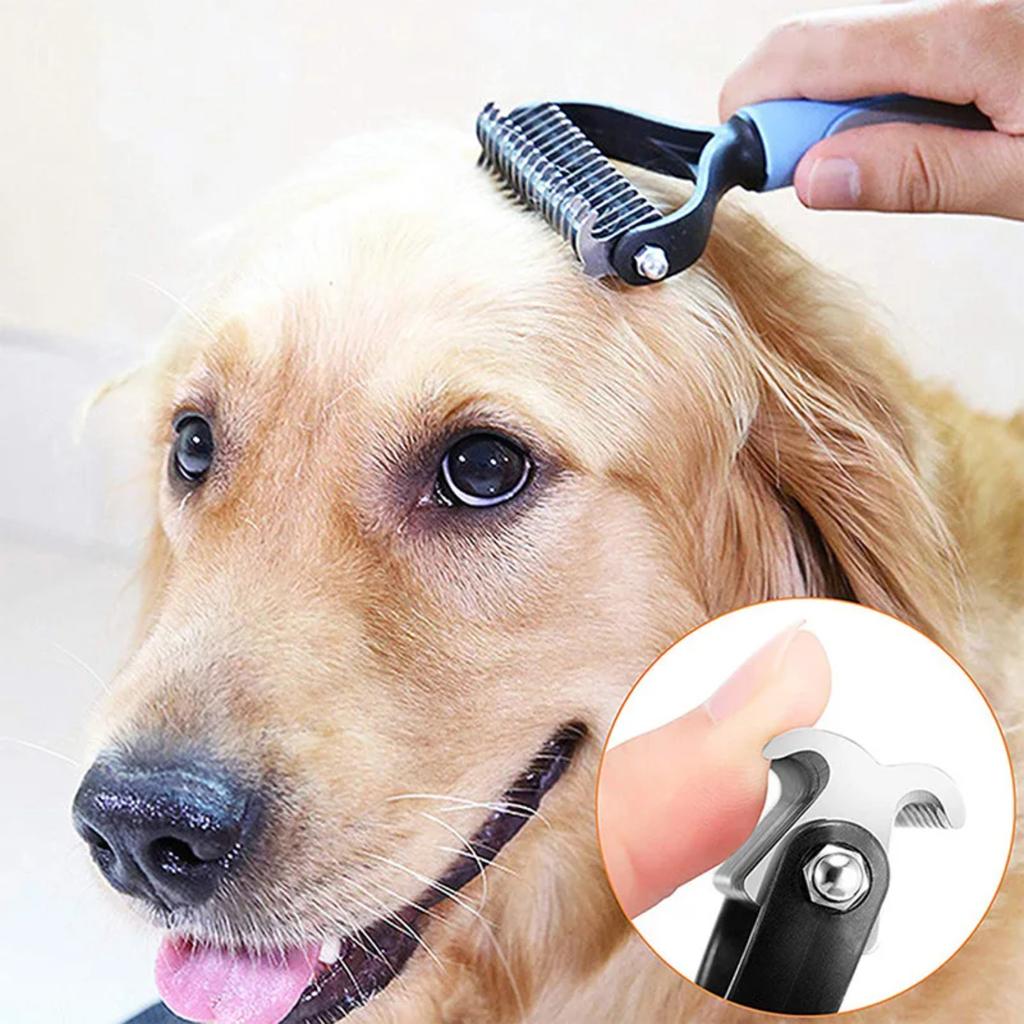 New Top-notch, premium deshedding brush for dogs, puppies, and cats - Effective hair remover and knot cutter for superior sheddi