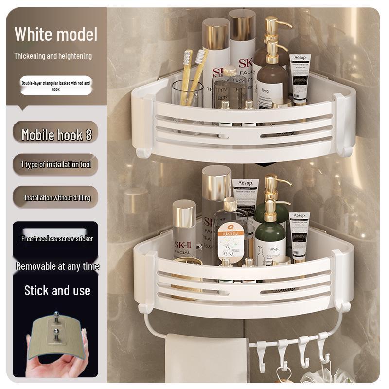 Gunmetal Punch-Free Space Aluminum Corner Bathroom Shelf