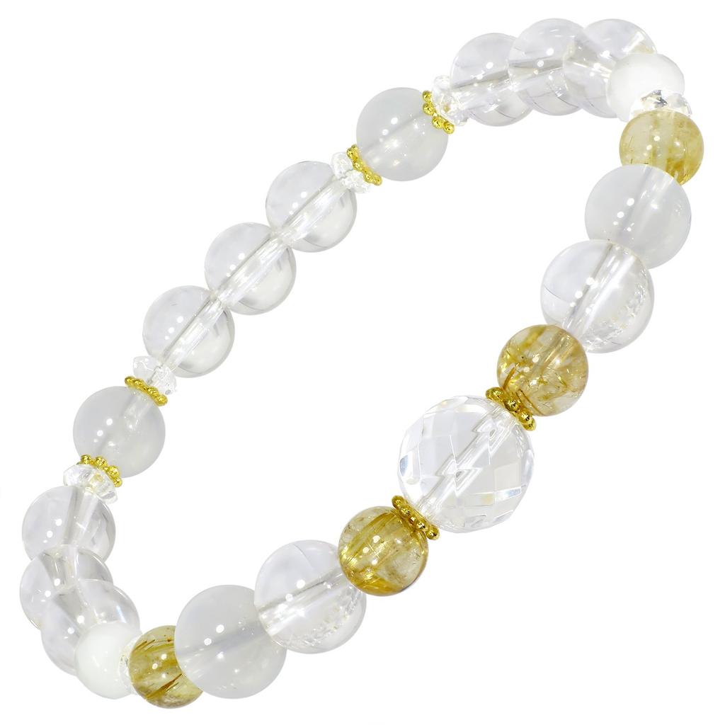 Gin No April Birthstone Quartz Mix Natural Stone Power Stone Bracelet Amulet Lucky Bracelet Women Birthday [Shinjuku Kura] Women's 17.5cm
