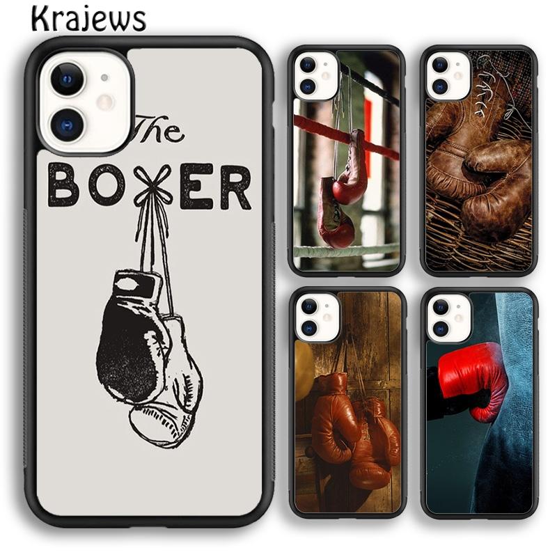 Krajews Boxing Gloves Hanging on a Wall Soft Phone Case For iPhone 17 Air 16 15 14 plus 11 12 13 pro max coque Fundas
