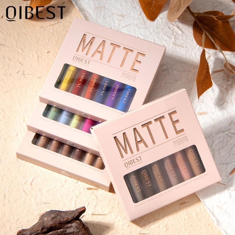 QIBEST Matte Liquid Eyeshadow Liquid Matte Finish Face Nude Earth Color Three-dimensional Eye Cheeks