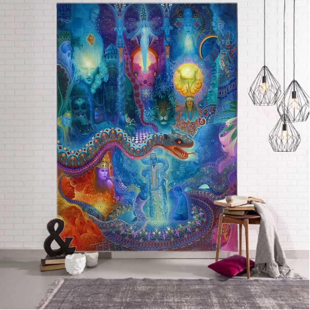 Psychedelic Character Art Tapestry Colorful Abstract Fantasy Anime Wall Hanging Boho Hippie Witchcraft Dorm Home Wall Decor