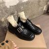 Su Yinyin Music Student~ A Miu Square Head Buckle with Thick Heel Lazy Loafer Single Shoes Women's Small Leather Shoes