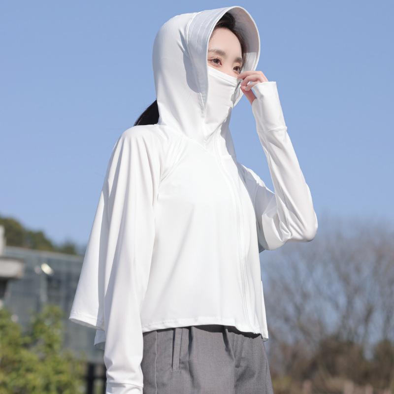 Nylon original yarn cold silk cool yoga jacket slim-fitting sunscreen clothing women's summer UV protection breathable sunscreen clothing