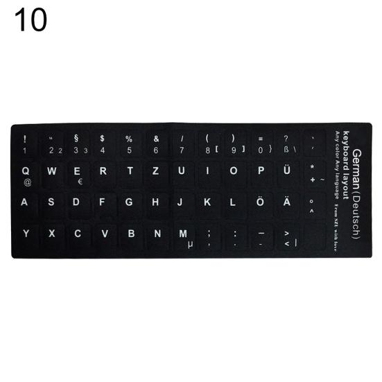 Русские, испанские, английские, французские буквы, наклейки на клавиатуру портативного компьютера, ПК