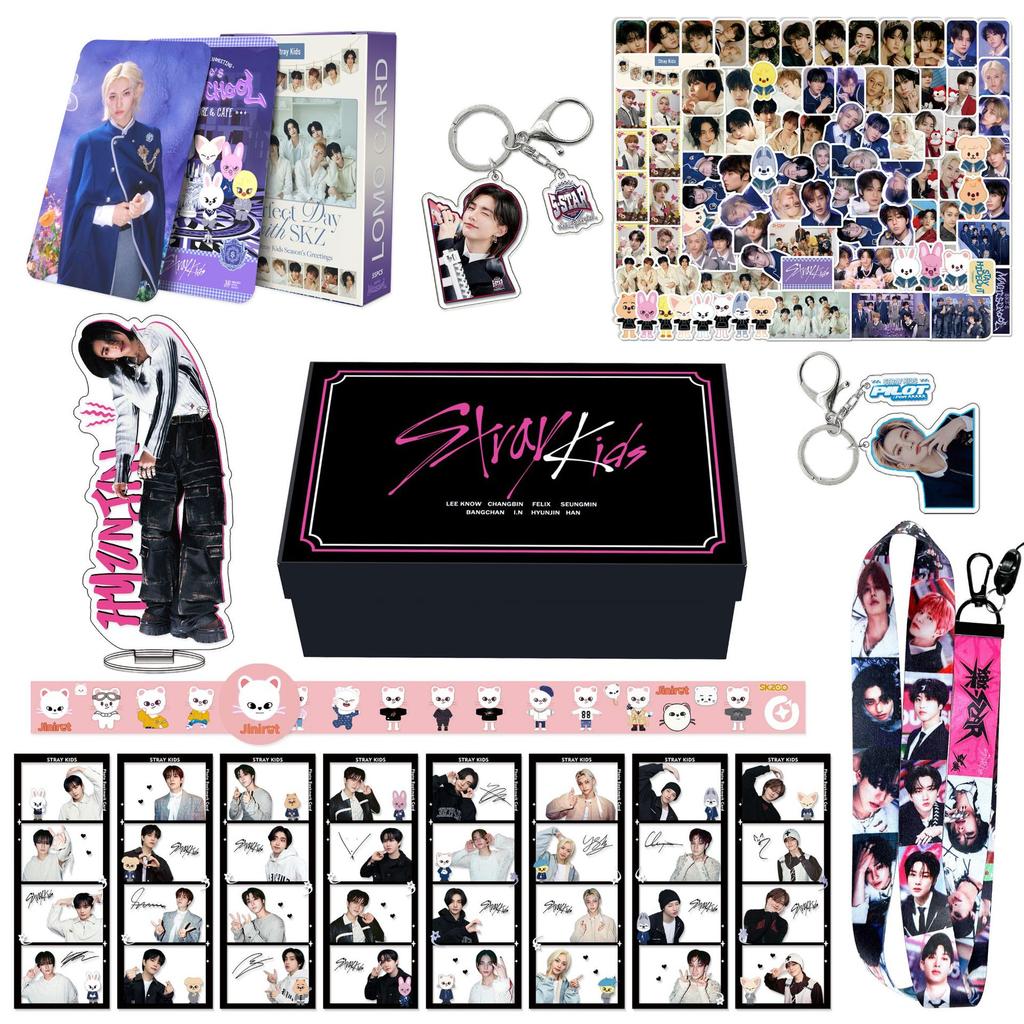 Skzoo Straykids Merch Box Felix Lee Minho Hyunjin Kpop Collection Set Keychains Photocards Stickers Gifts For Fans Personal
