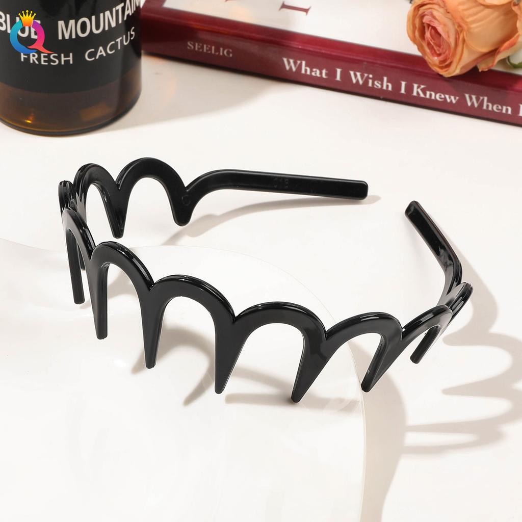 Нескользящая зубчатая повязка на голову с нажимом на волосы, челка, сломанная повязка на голову, простая черная коричневая повязка на голову для женщин