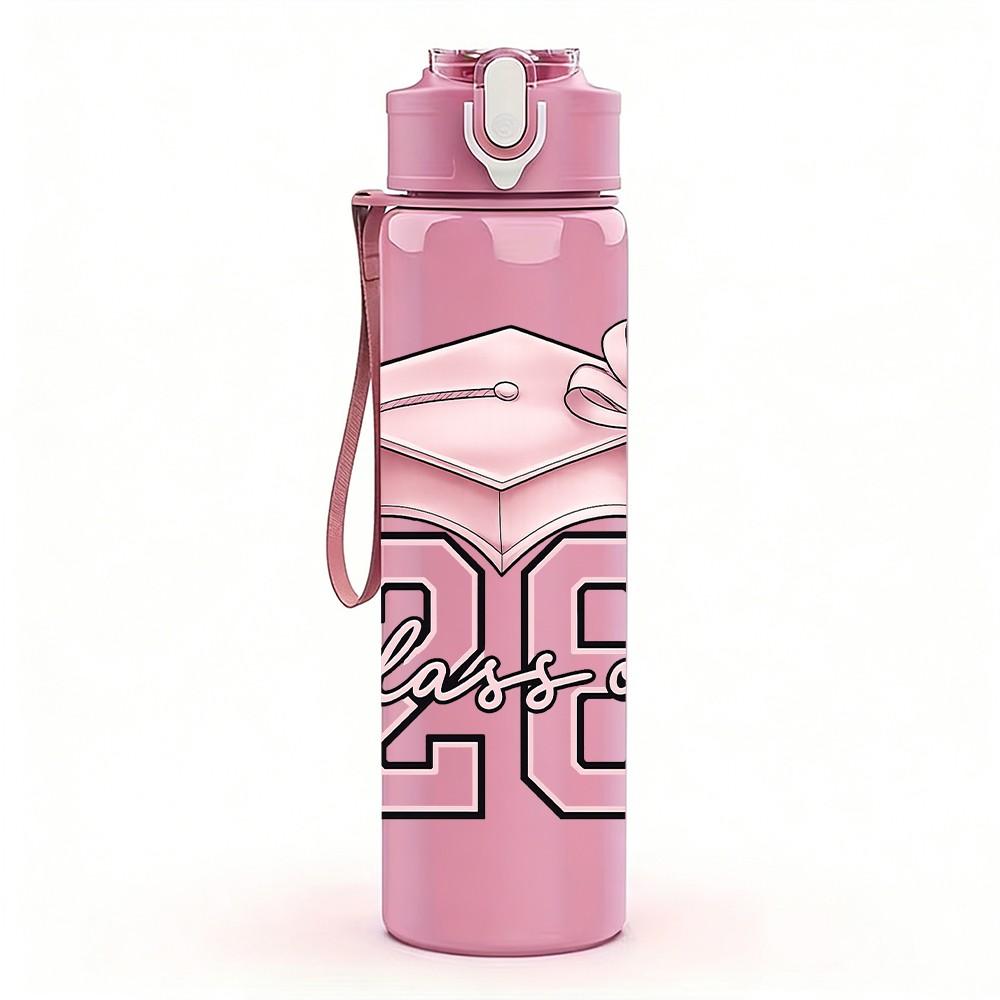 1PC Graduation Cap 26 Number 750ml Color Plastic Sports Water Bottle Leakproof Flip Straw Lid Suitable for Sports Office Home Use