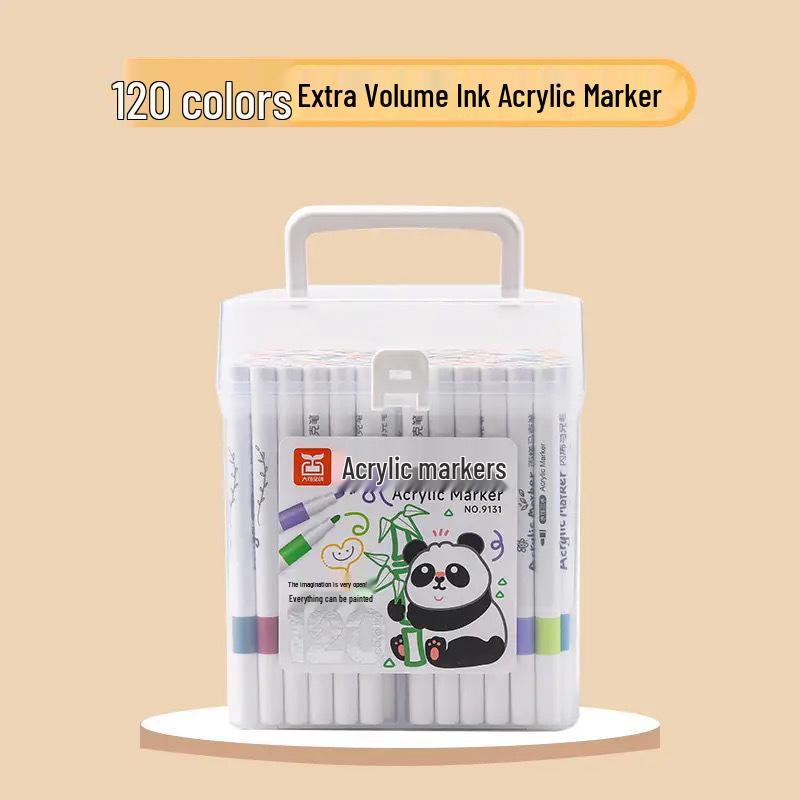 Acrylic Marker Set: 120 Colors, Opaque, Washable for Students and Kids' Art Projects