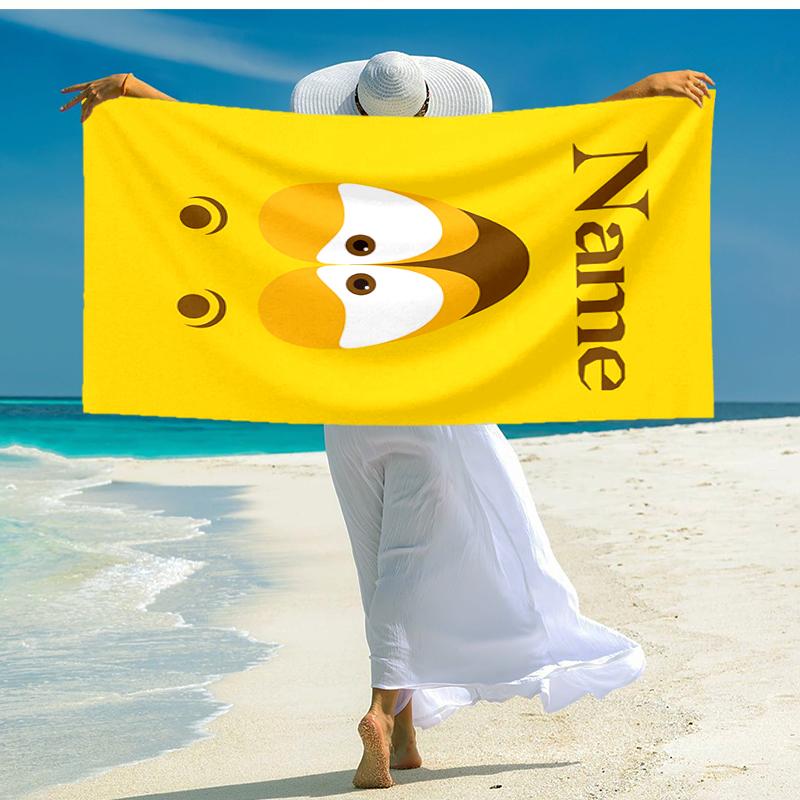 Personalized customized proof beach towel with Larva pattern - soft, absorbent,quick-drying,perfect swimming,camping&bathing