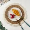 Placemat Round Thickened Heat-Resistant Table Protection Soft Straw Braided Bohemian Washable Dishes Hot Pot Pans Coffee Cup Cooking Baking Insulation