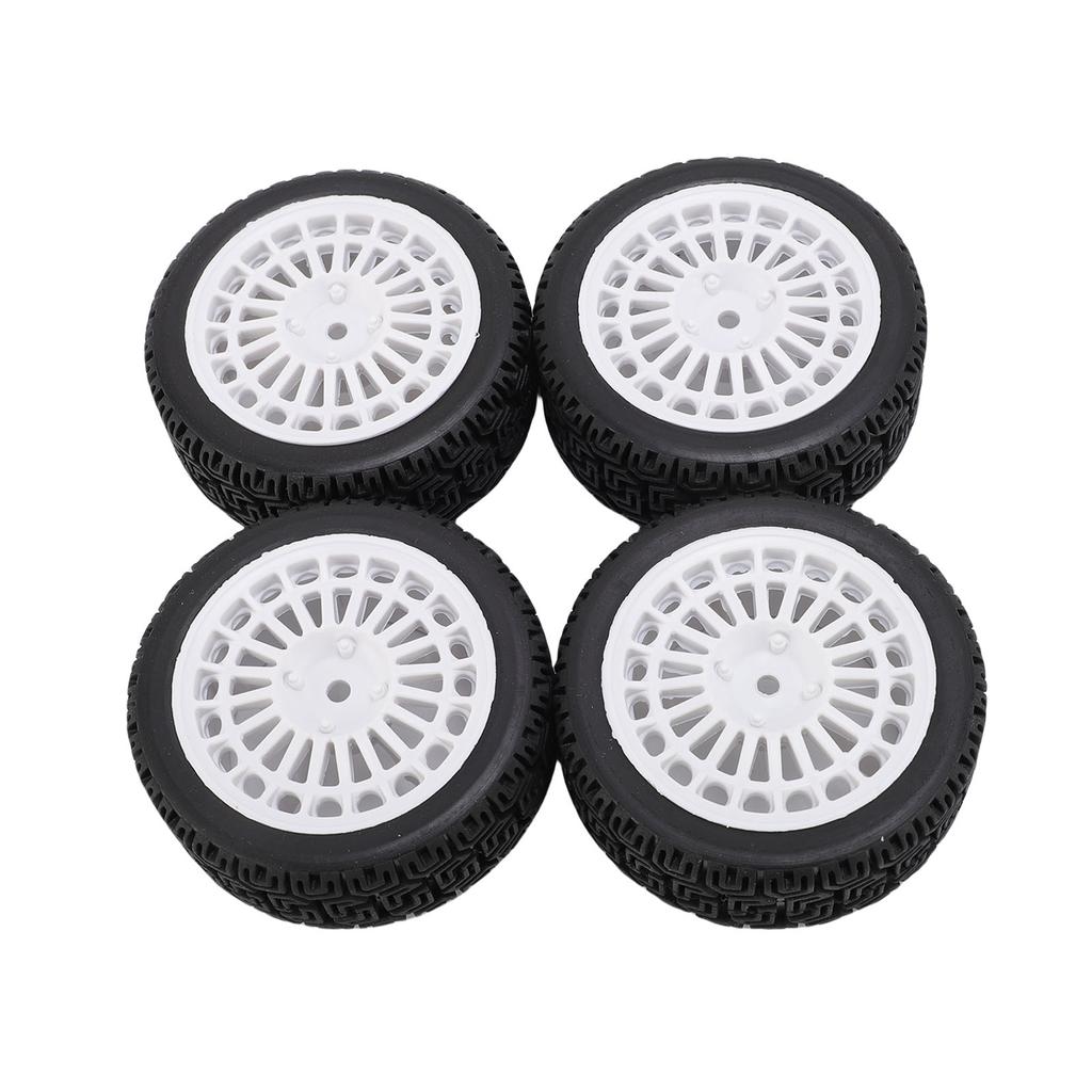 4PCS 1 10 RC Rally Car Tires Replacement for Tamiya TT01 Xv02 Sturdy Plastic 70mm RC Car Maze Tire Wheel Rim White