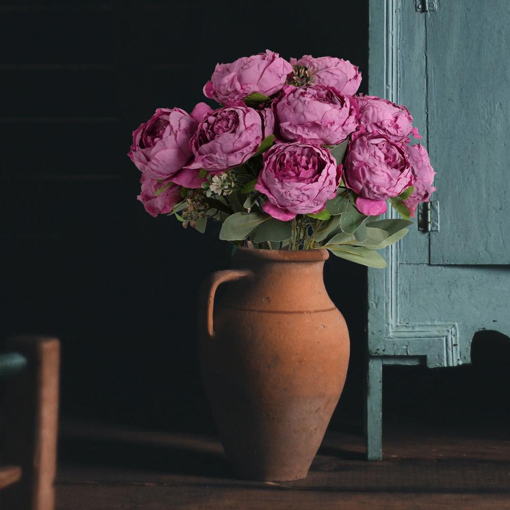 3 Bundles Silk PeoniesVintage Peonies Artificial Flowers Bouquets Fake Peonies Faux Peonies with Stems for Wedding Table Home Decor Bride