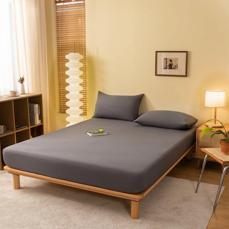 Приятная для кожи хлопковая простыня с резинками, наматрасник, сплошная цветная простыня, простыня королевского размера