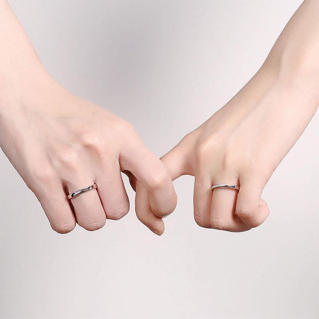 Rockyu Парный набор из 2 популярных колец свободного размера из серебра 925 пробы. Набор колец с цирконием и бриллиантом. Помолвочное кольцо. Кольцо из стерлингового серебра. Регулируемый размер. Модное.