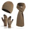 Thickened Beanies Scarf Gloves Set Fleece-lined Touchscreen Gloves 3 In 1 Set  for Women & Men