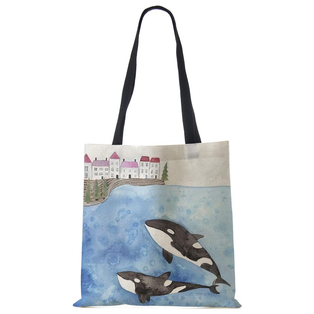 Свежая картина, милый кит, морская серия, сумка на плечо, женские сумки, дизайнерские сумки большой емкости