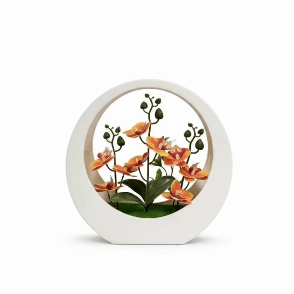 Ornaments Artificial Orchid Pot Plant Decorative Floral Art Moon Shape Imitation Flower Bonsai Home Decor