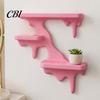 Modern Home Decor Three Layer Wall Mounted Storage Rack, PLA Melting Fluid Design Floating Shelf, Artistic Space Saving Mount Molding Display