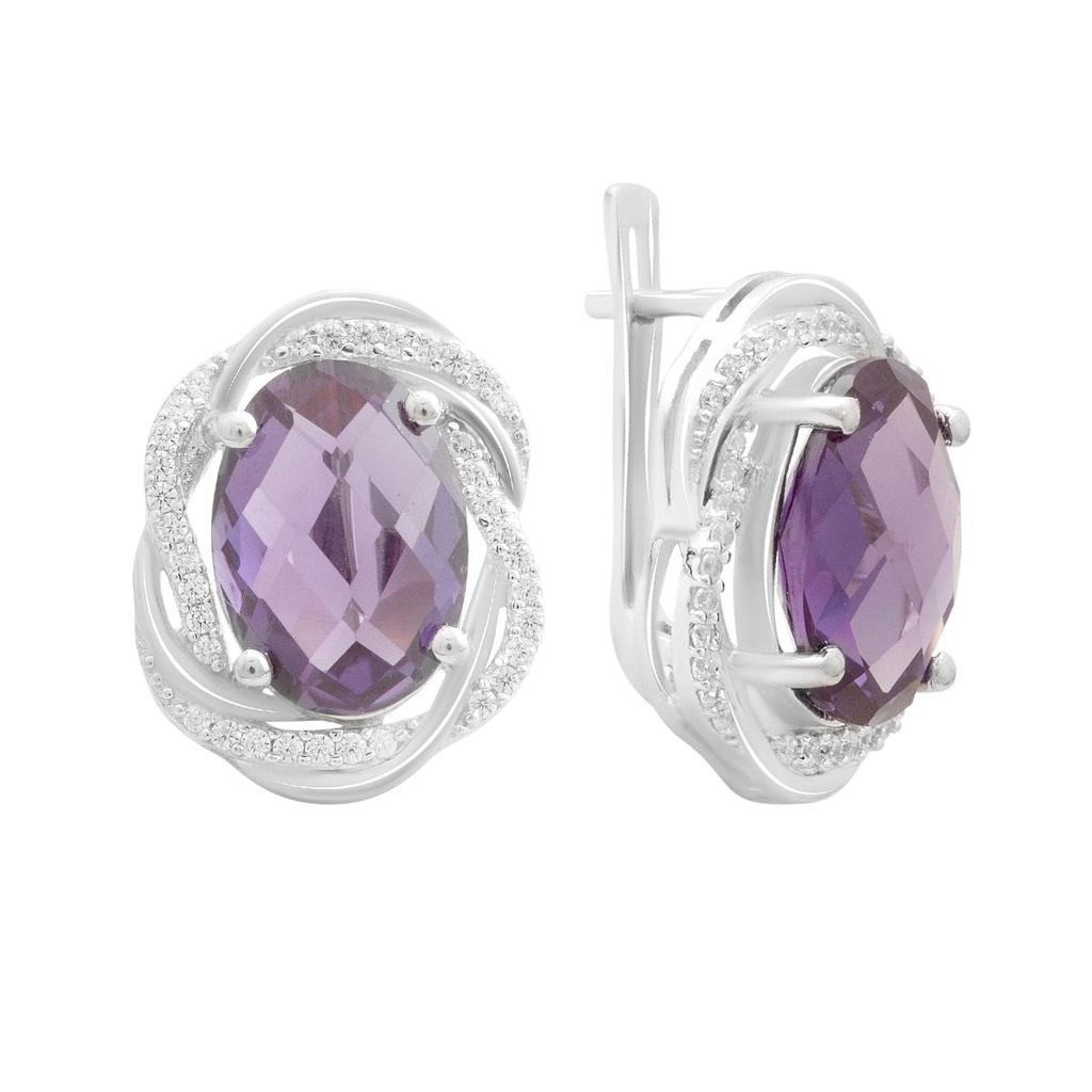 Серебряные серьги с александритом 16.513ct, фианитами (2187608)