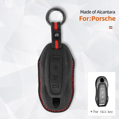 Чехол для брелока из замши Алькантара с брелоком Подходит для Porsche Macan 4 EV Electric модели 2024 2025 Taycan 2022 Аксессуары для корпуса ключа