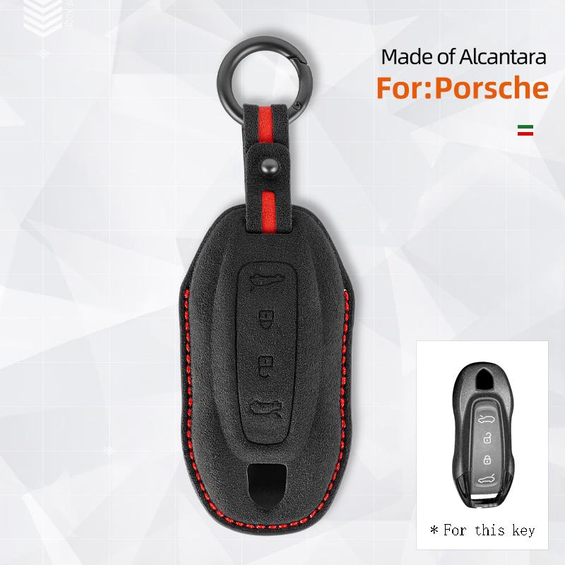 Чехол для брелока из замши Алькантара с брелоком Подходит для Porsche Macan 4 EV Electric модели 2024 2025 Taycan 2022 Аксессуары для корпуса ключа