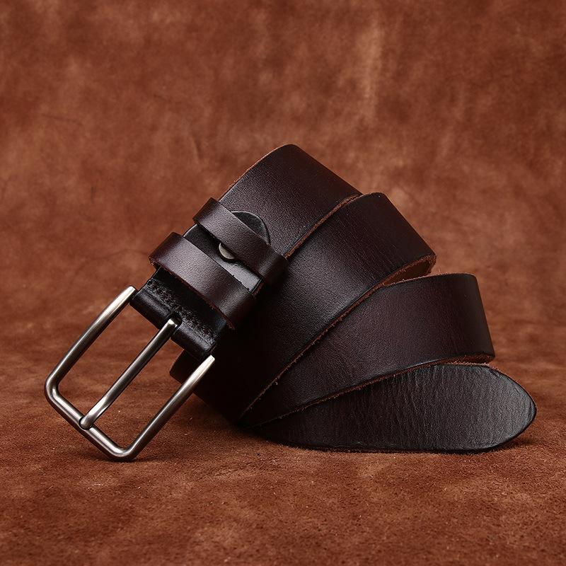 Whole Cowhide Cut Retro Belt Men'S Genuine Leather First Layer Cowhide Pin Buckle Simple Casual Jeans Belt Men'S