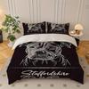 3PCS Bull Terrier Bedding Set Black White Line Drawing Duvet Cover With Pillowcase No Insert Queen Size Minimalist Room Decor