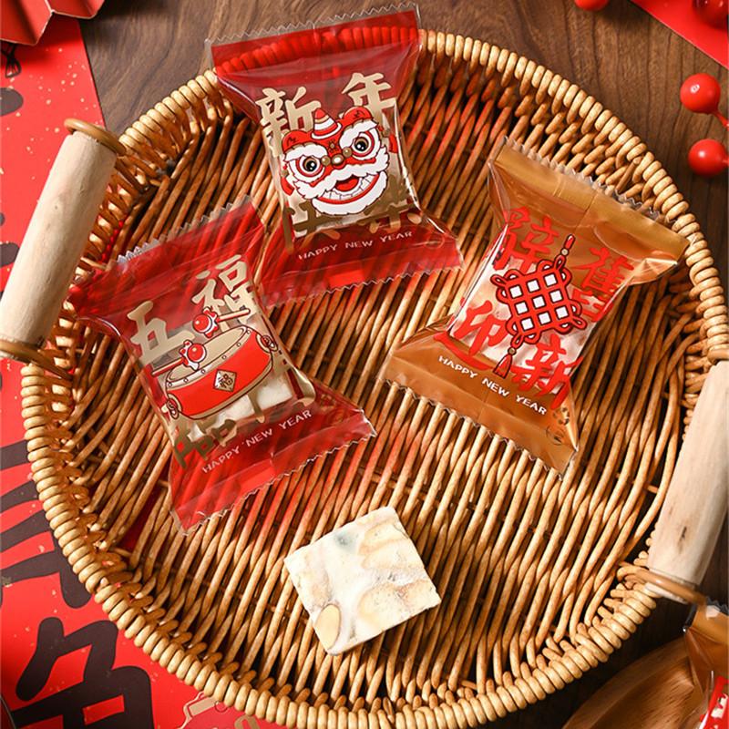 100 шт. 2025 китайский Новый год DIY снежинка хрустящая нуга упаковка выпечка печенья машина запечатывание конфет подарочные пакеты