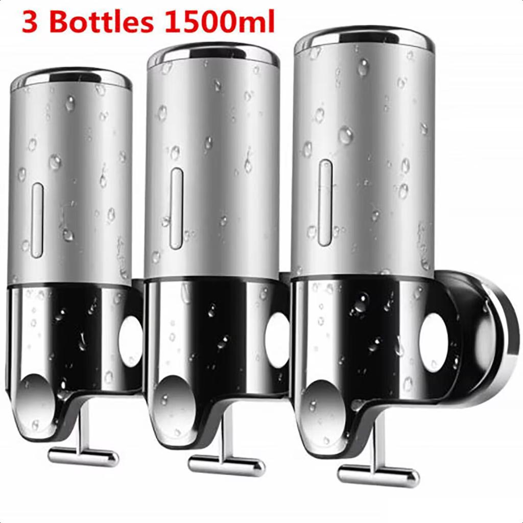 Настенный дозатор для шампуня, лосьона для душа, геля, кондиционера для ванной комнаты с тремя дозаторами мыла