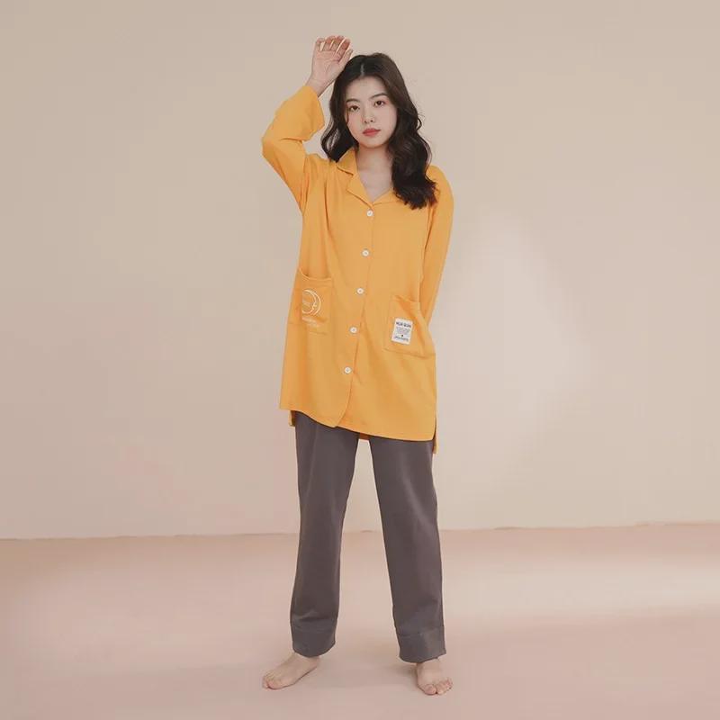 Пижама женская из чистого хлопка: Кардиган с длинными рукавами и кружевом, весна/осень, большие размеры, стиль 2025 года, подходит для ношения в помещении и на улице