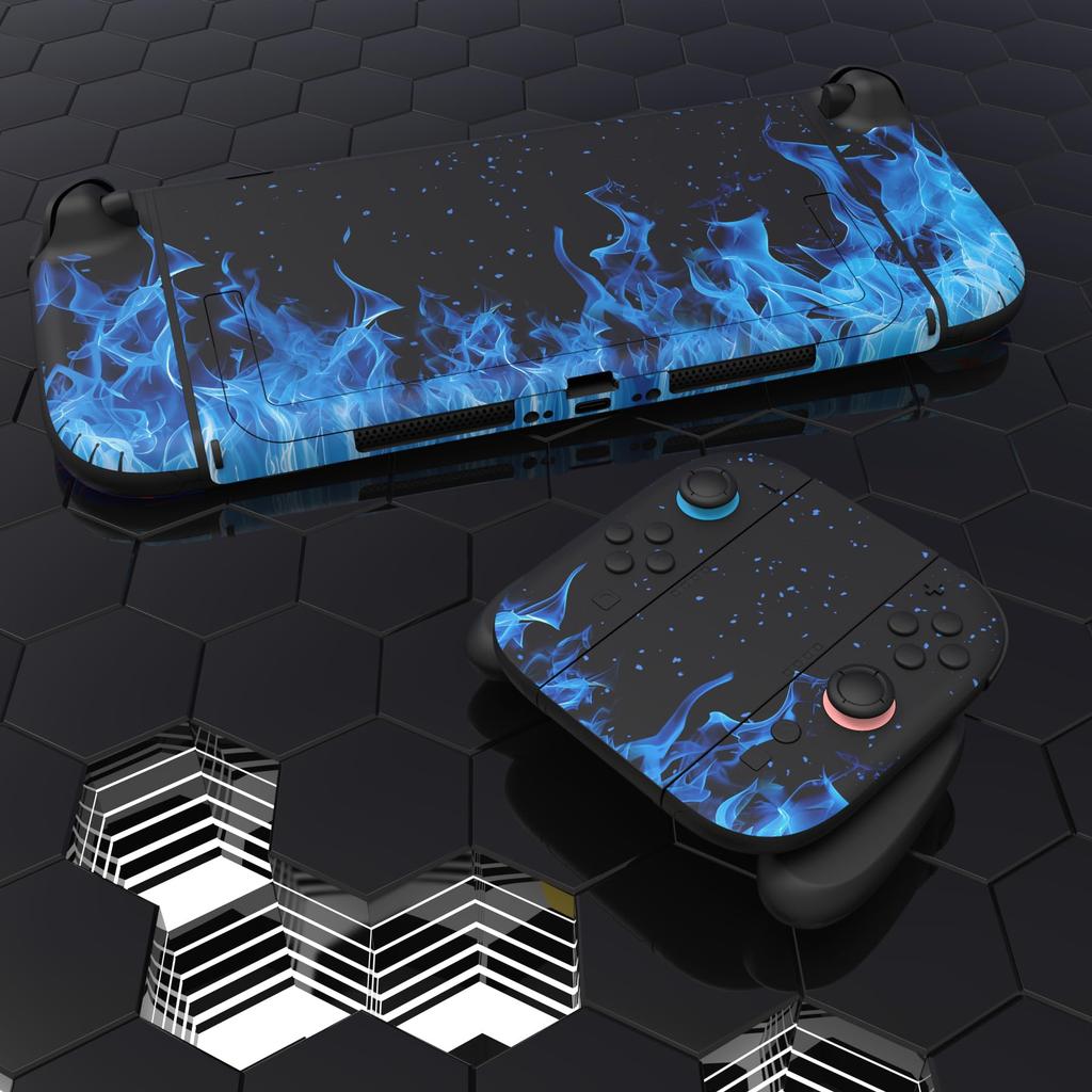 PlayVital Nintendo Switch 2 Console and Protective Sticker Set with Customizable Vinyl Dock Grip Stickers (2025) Joy-Con (2 Sets) Stickers, & [Blue