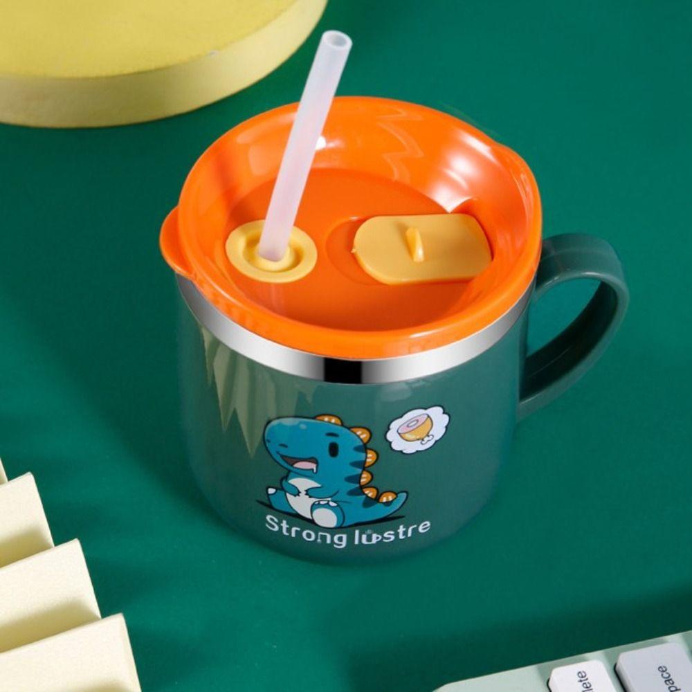 250ML Anti-Hot Baby Feeding Cup Stainless Steel Toddler Water Bottle Tableware Straw Cup Children