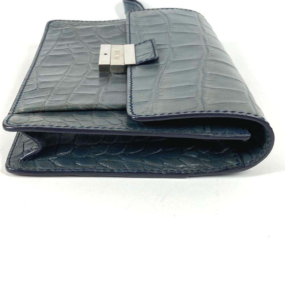 VERSACE logo Bag Clutch Bag with Strap Clutch bag Embossed Leather blue