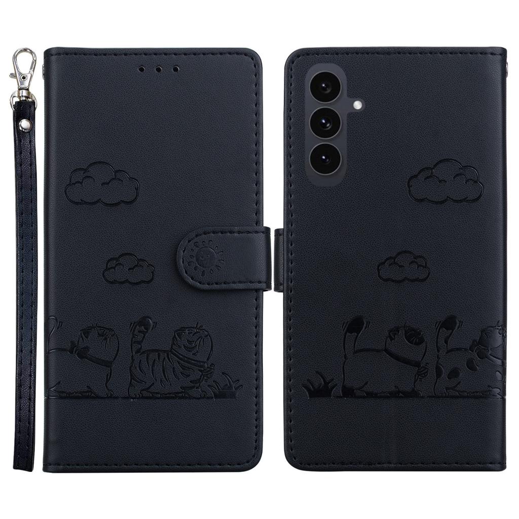 Чехол для Samsung Galaxy S25 FE с блокировкой RFID, с рисунком котенка, из ТПУ+ПУ кожи, чехол для телефона с ремешком на запястье