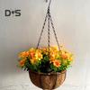 Подвесная корзина для искусственных цветов, искусственные цветы в корзине, устойчивая к ультрафиолетовому излучению, искусственная цветочная корзина с цепями для декора дома, сада, патио
