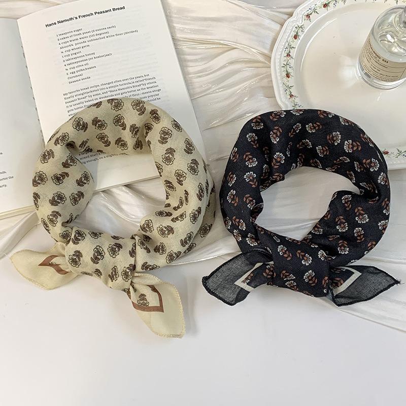 Floral Headscarf Summer Women Pastoral Summer Photo Sunscreen Headscarf Decorative Small Scarf Silk Scarf Neck Small Square Scarf