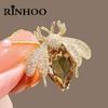 Rinhoo Luxury Full Rhinestone Flying Bee Brooch For Women Exquisite Crystal Insect Lapel Pins Animal Buckle Badge Party Jewelry