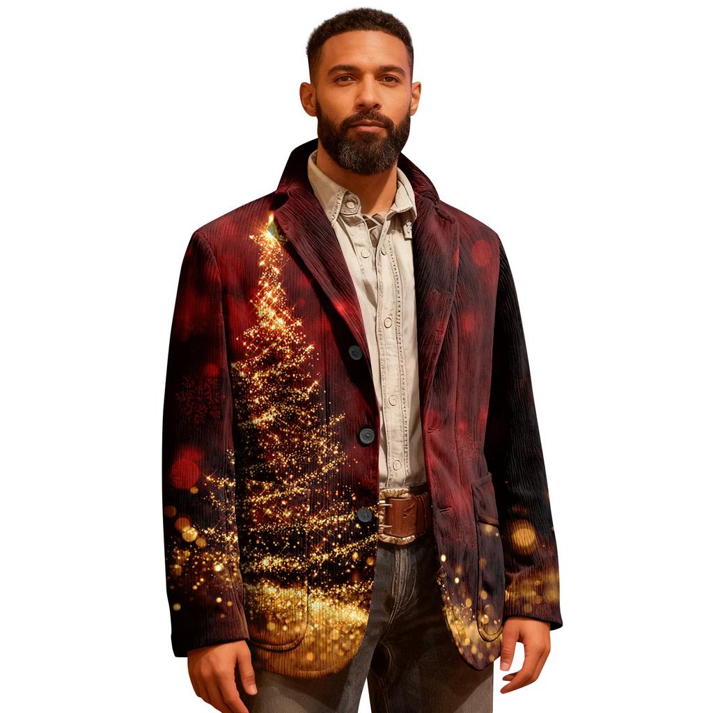 Мужской уродливый рождественский вельветовый теплый карманный пиджак-кардиган, мужской повседневный костюм