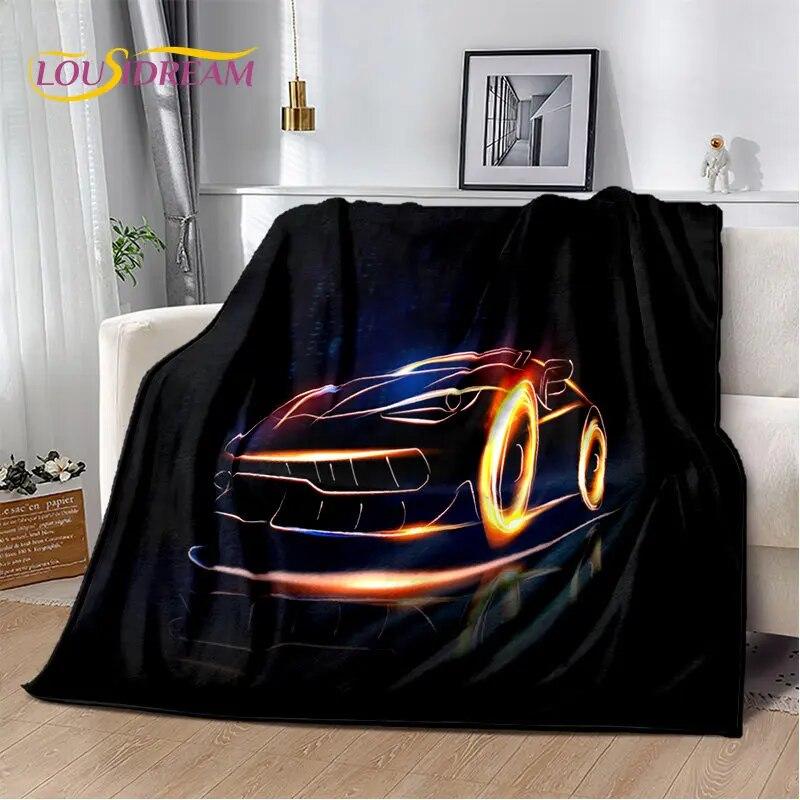 Мягкое плюшевое одеяло с концепцией спортивного автомобиля, фланелевое одеяло, одеяло для гостиной, спальни, кровати, дивана, чехол для пикника Bettdecke